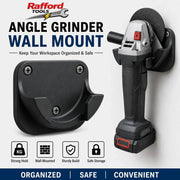 Rafford angle grinder wall mount holder, heavy-duty black wall-mounted storage bracket with grinder