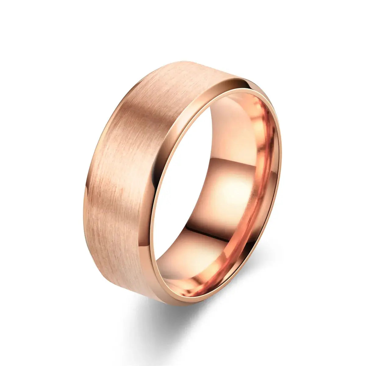 8mm Classic Stainless Steel Ring Unisex For Men And Women 7 Color Matte Finish Double Inclined Plane Design