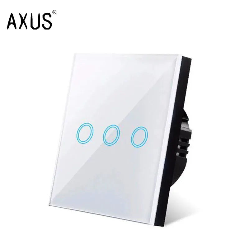 AXUS 3-gang touch switch panel with LED backlight on tempered crystal glass