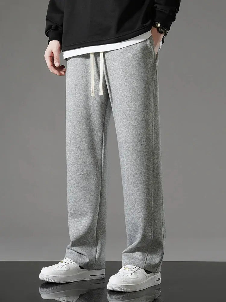 Men's sweatpants by Simples Market, gray cotton drawstring, wide-leg track pants