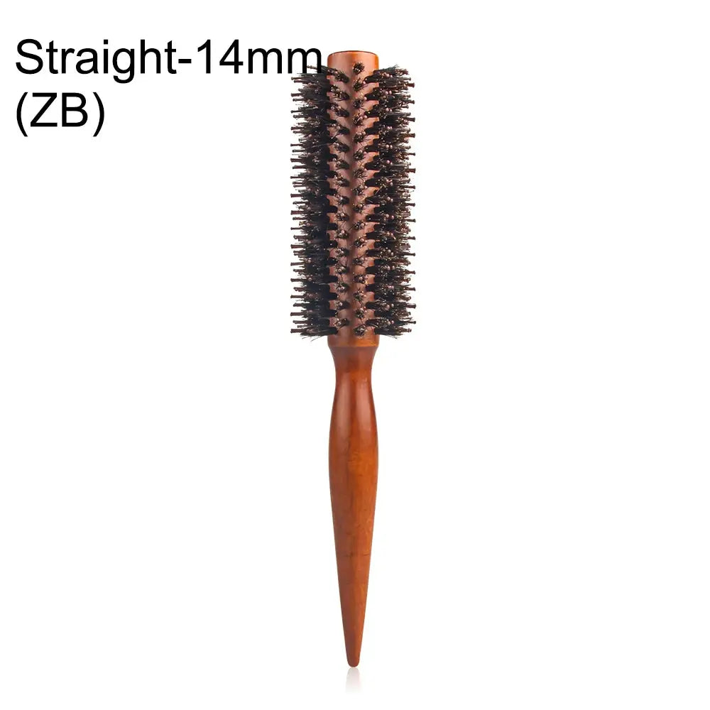 Simples Market wooden-handle round barrel hair brush with boar bristles.