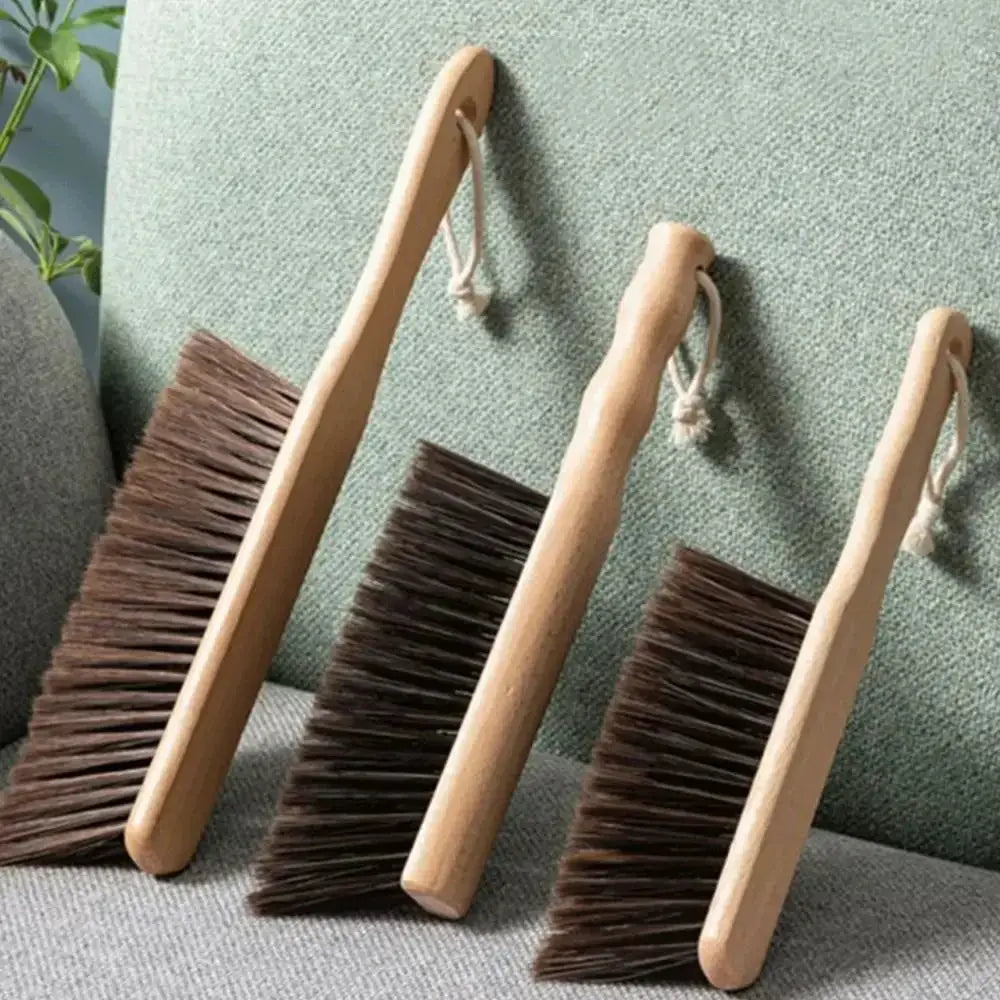 Wooden bristle cleaning brushes with natural wood handles, 3-pack