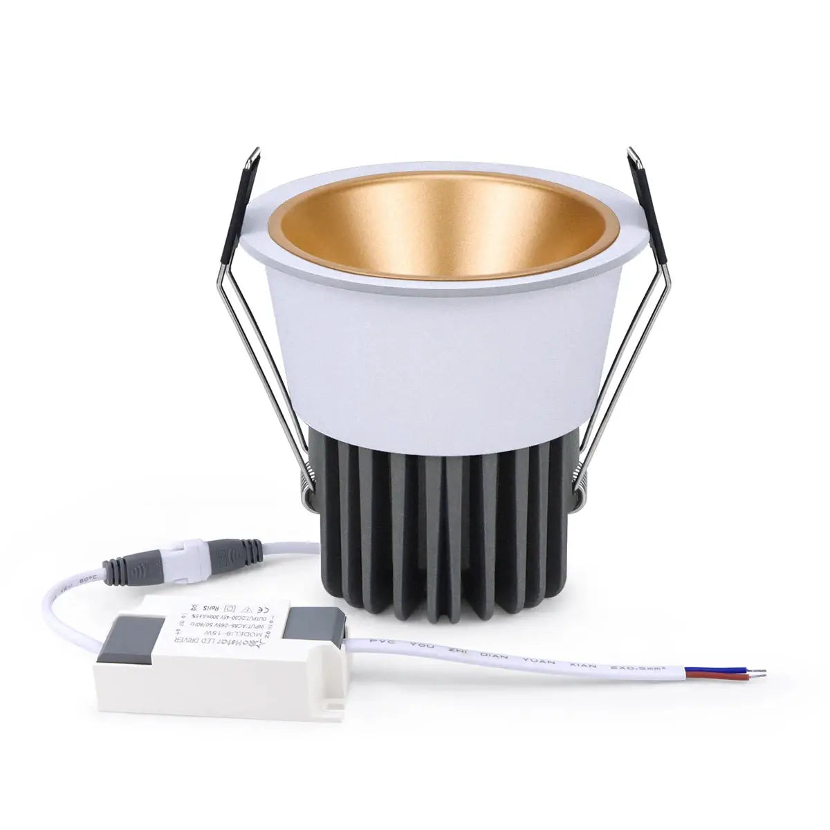 Aluminum LED spot light by Simples Market with gold interior, recessed ceiling downlight