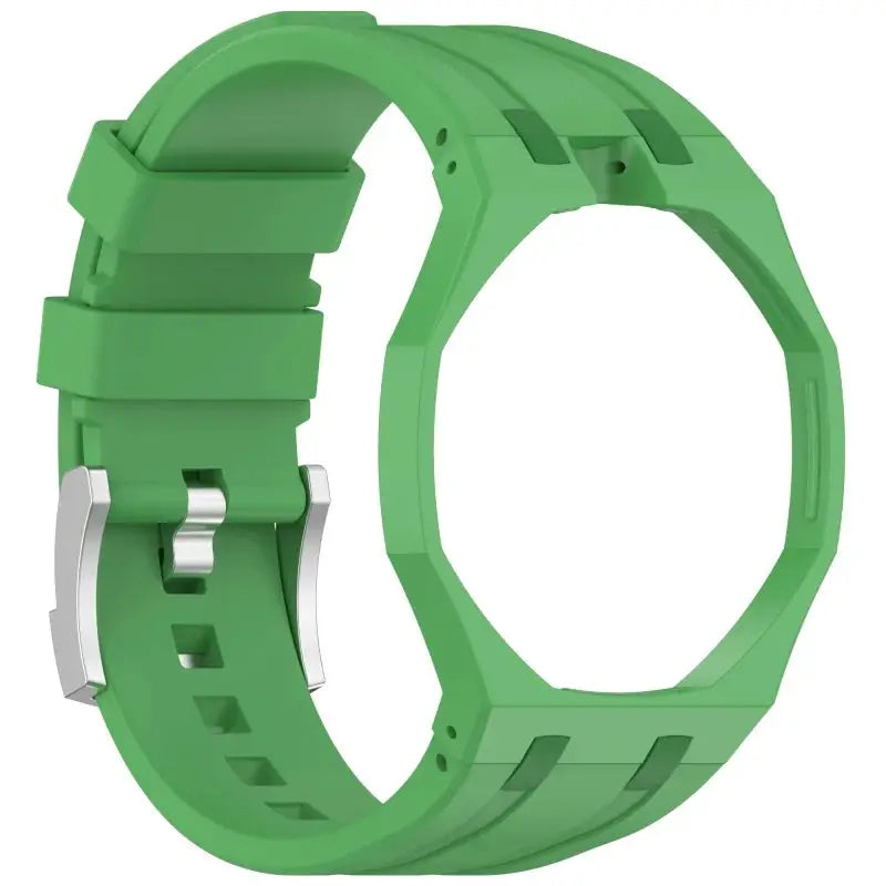 Silicone watch strap in green with metal buckle for Swatch X AP Royal Pop pocket watch