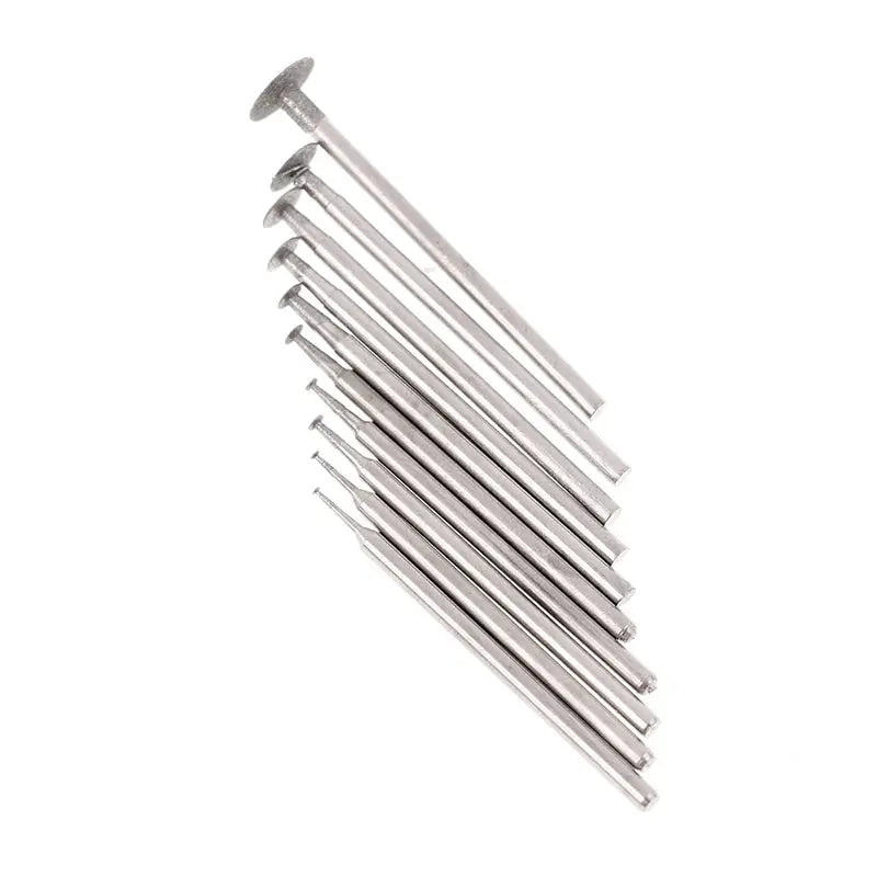 10 Pcs Ultra Thin T Head Diamond Grinding Bits 2.35mm Shank Mounted Points for Stone Jade Engraving Polishing Set