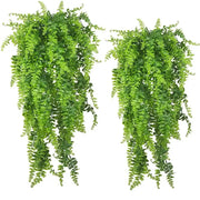Two 90cm artificial hanging ivy vines with green plastic leaves for decor