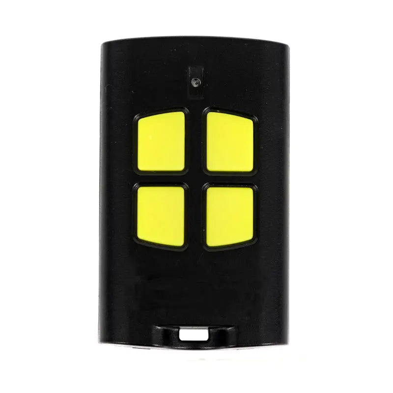 Garage gate remote control with four yellow buttons, 433 MHz