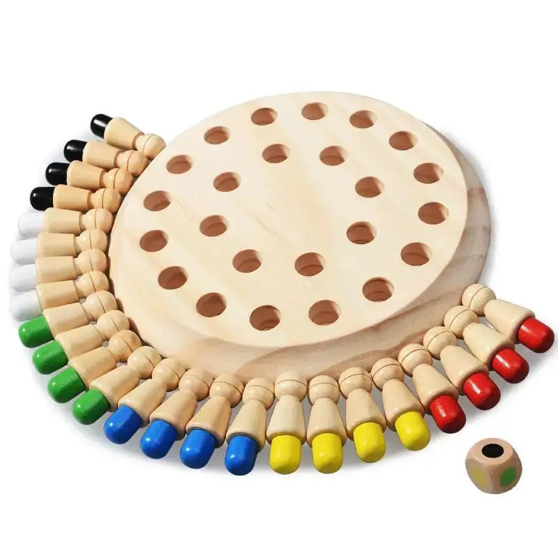 Wooden Montessori Puzzle Toys For Kids Educational Color Sensory Memory Match Chess Party Game