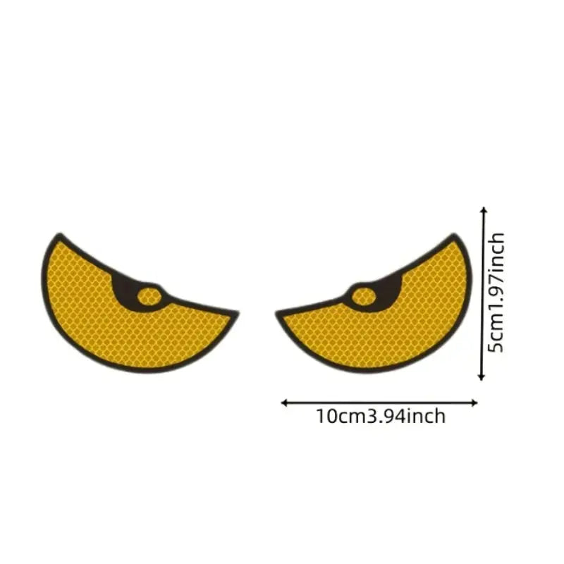 Devil Eye reflective car stickers, 2pc set in yellow with black border by Simples Market