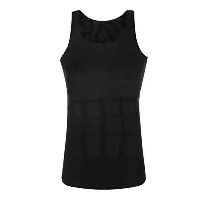 Slimming vest bodysuit in black with panelled tummy shaping.