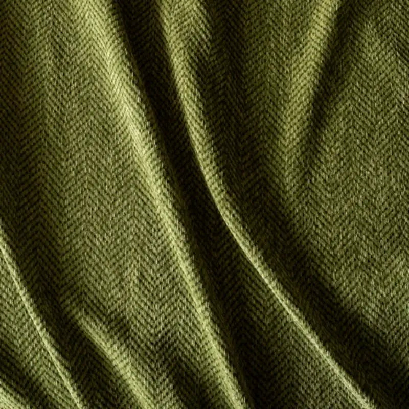 Chenille sofa cover blanket olive green with herringbone texture by Simples Market