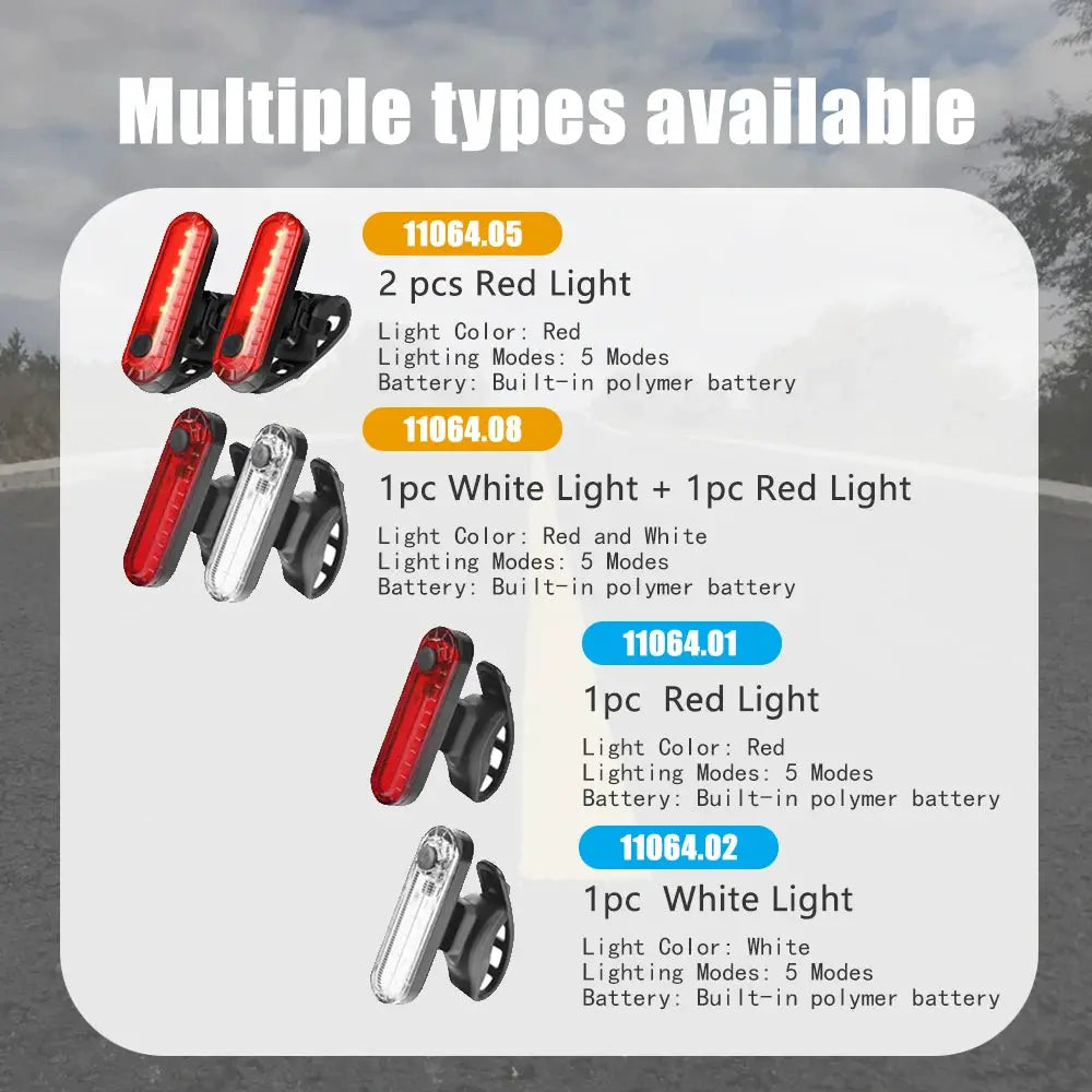 USB Rechargeable Rear Bike Tail Lights Ultra Bright for Cycling Safety Easy to Install