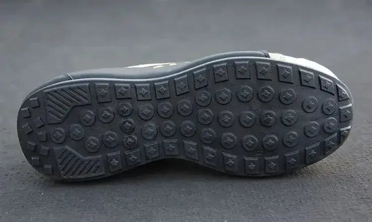 Simples Market men's PU leather waterproof sneakers with non-slip outsole, black lightweight casual sports shoes