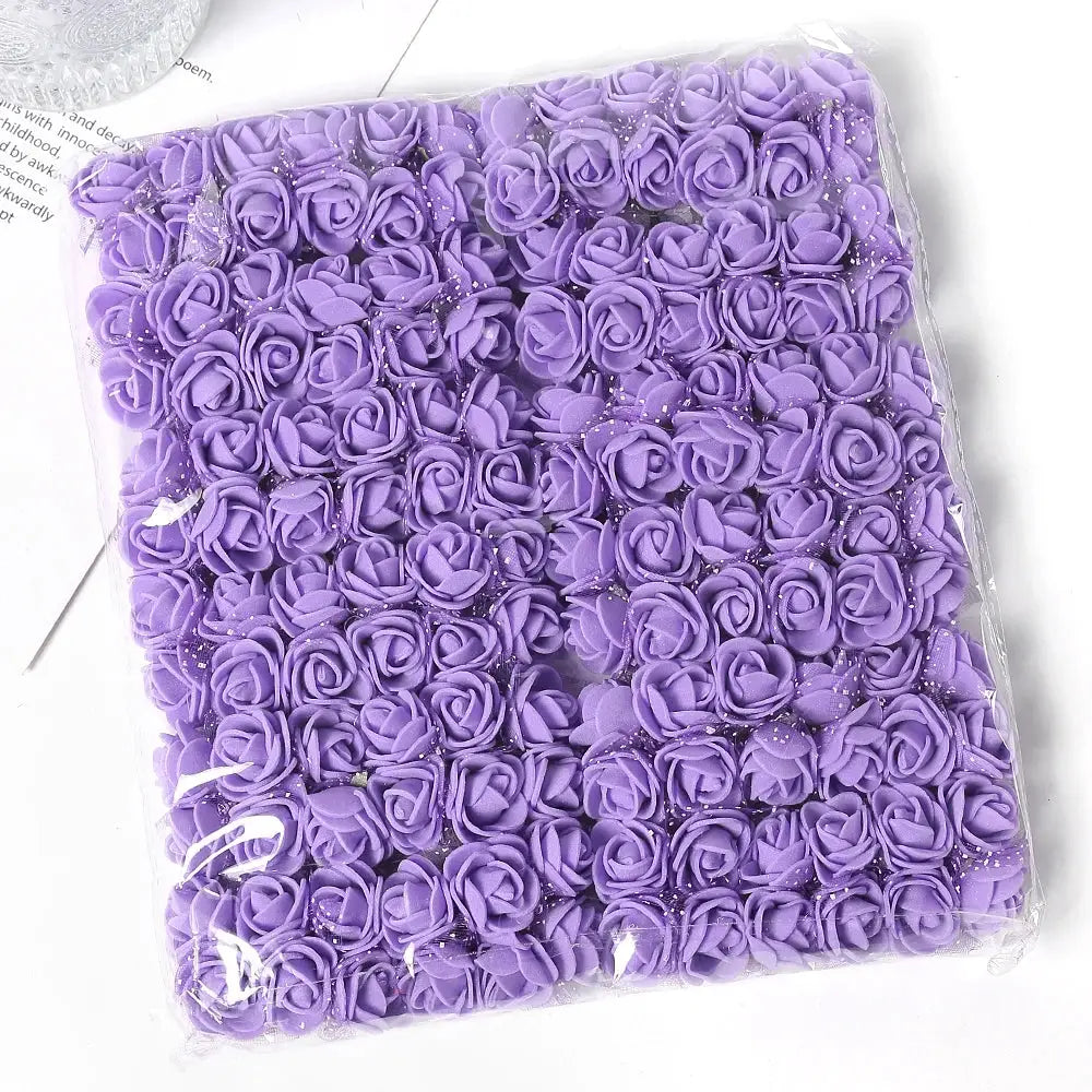 96 Pcs Mini Rose Artificial Flowers Bouquet 7.5cm Foam Fake Flowers Wedding Decoration For Home Room Decor