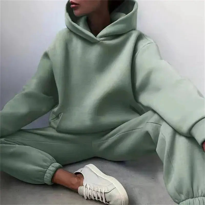 CozyLane Women's Two Piece Tracksuit Set With Oversized Hoodie And Ankle Pants For Autumn Casual Warmth