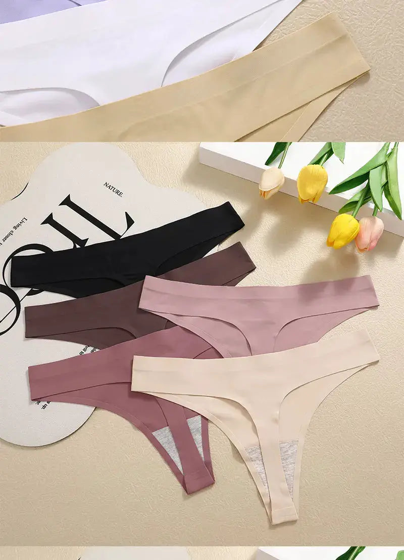 Simples Market 3pc set breathable seamless low-waist G-string underwear in assorted colors