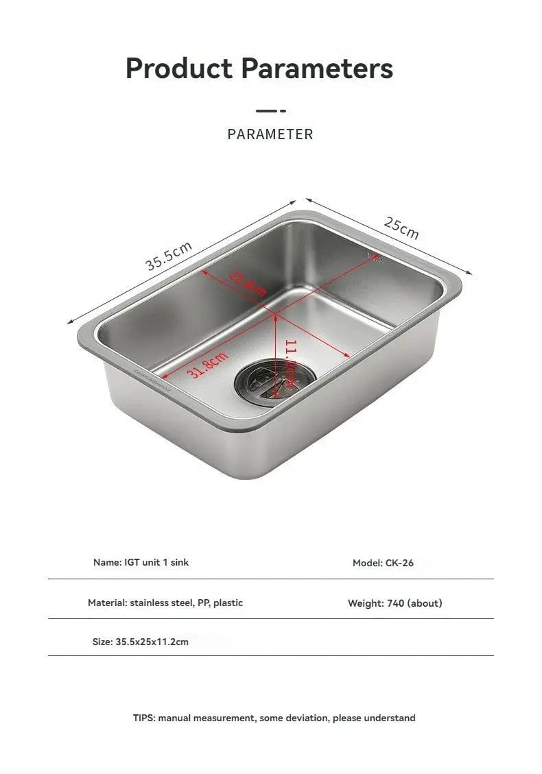 CAMPINGMOON IGT One Unit Sink by Simples Market, 304 stainless steel outdoor dishwashing sink
