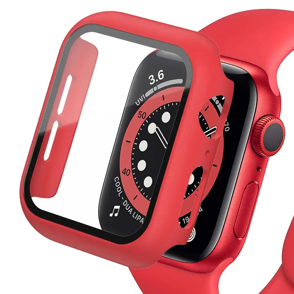 Apple Watch red protective case with tempered glass screen protector for 40–45mm by Simples Market