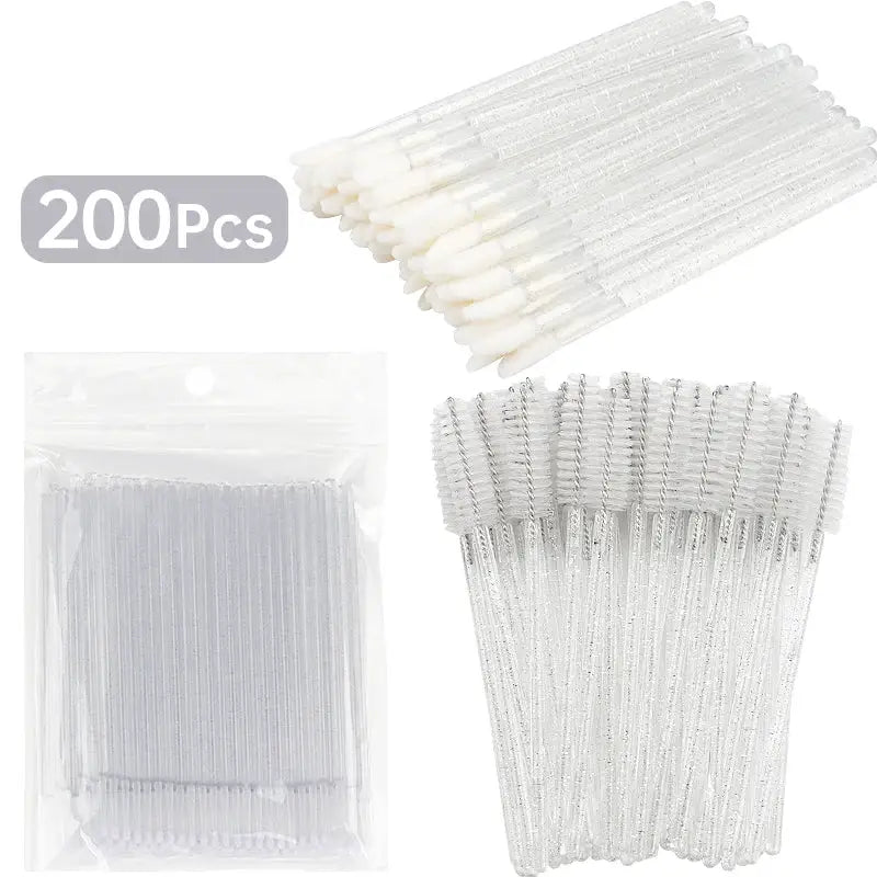 LashCraft 200 Piece Eyelash Extension And Makeup Set With Lash Removal Micro Brush And Lipline Brush