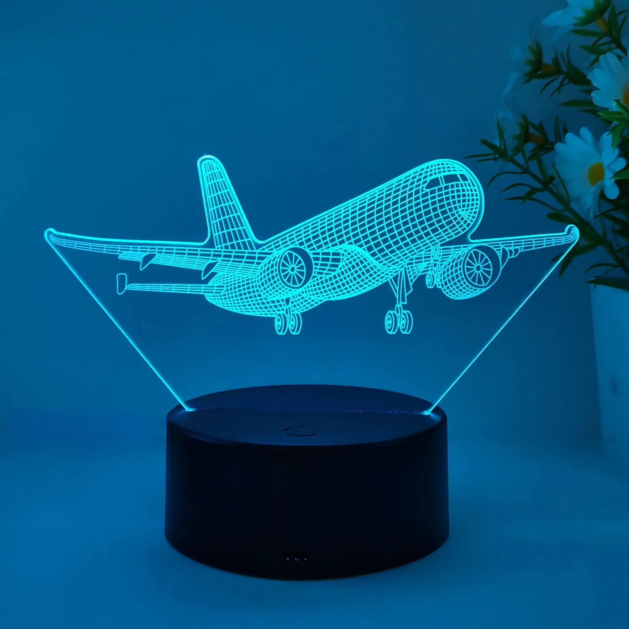 Airplane 3D night light USB LED lamp in blue from Simples Market