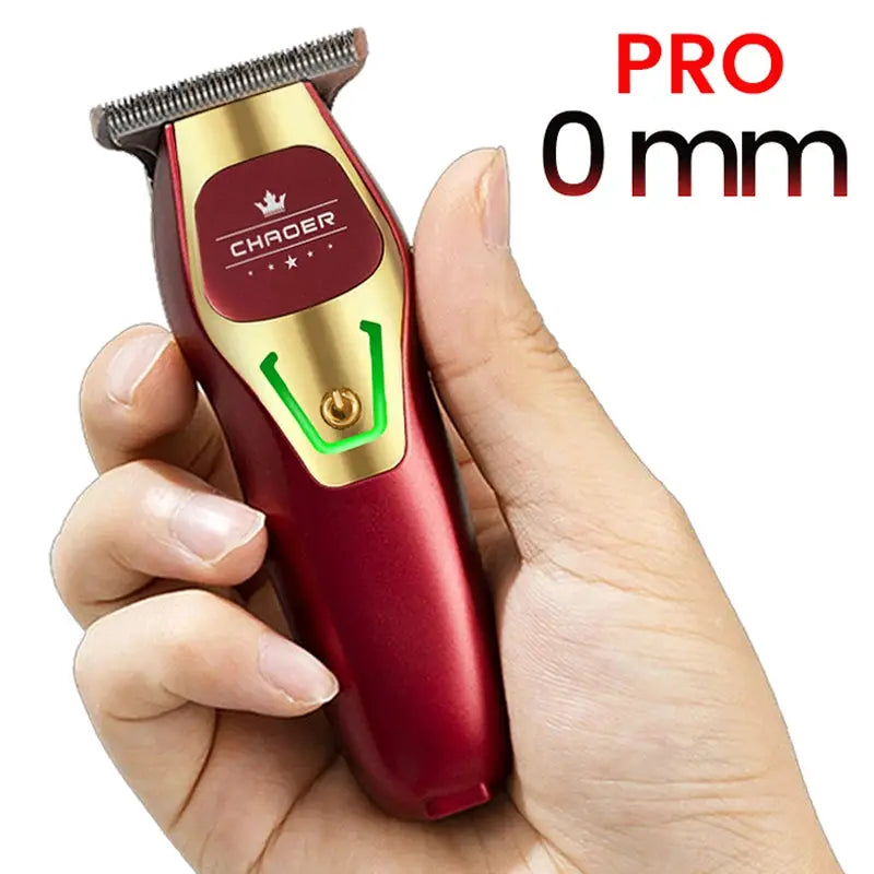 Chaoer professional hair trimmer, red cordless electric clipper with 0 mm blade