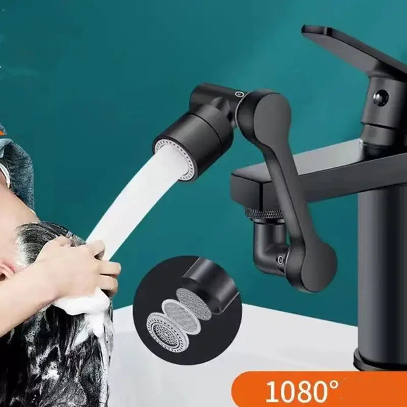Heavy metal universal 1080° faucet sprayer head for kitchen sink by Simples Market, black finish