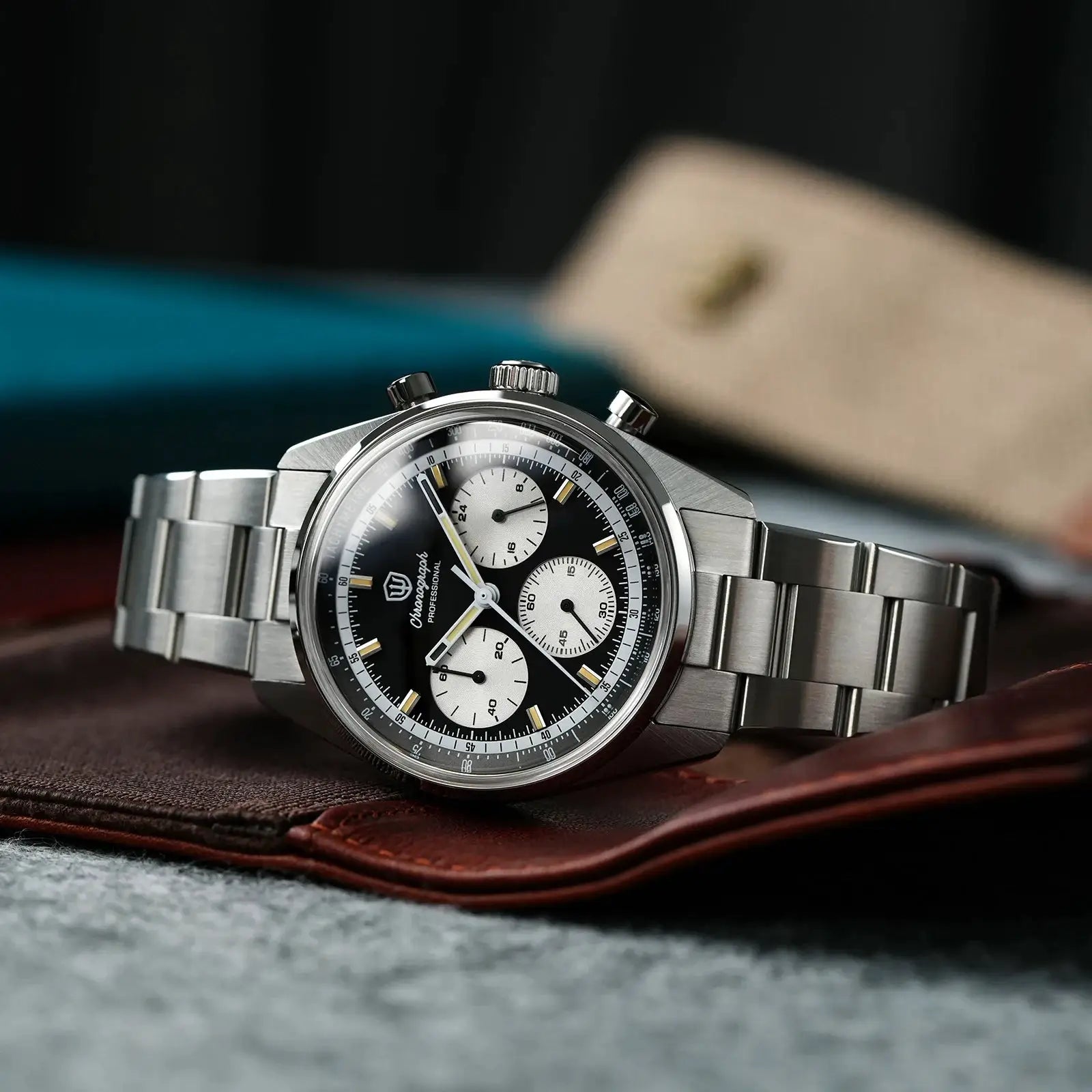 Watchdives WD0526 VK63 stainless steel chronograph watch with black dial and silver subdials