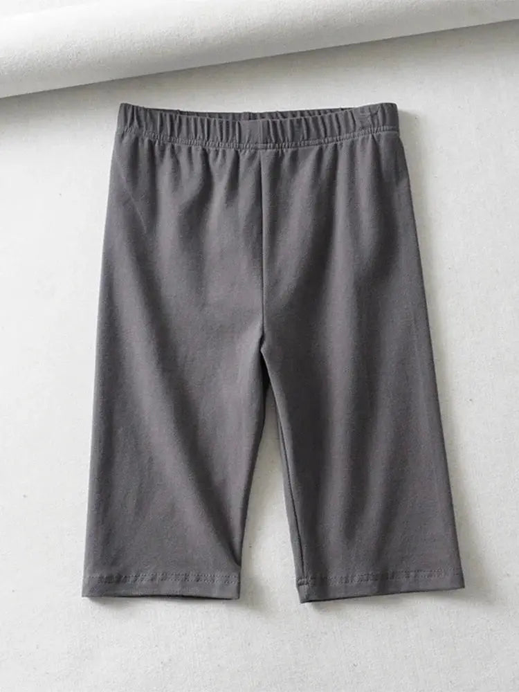 Biker shorts for women, Simples Market gray high-waist knee-length with elastic waistband