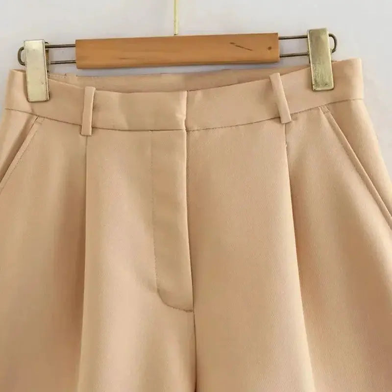HXAO Pleated Baggy High Waist Shorts For Women Summer 2024 White Black Pink Polyester Broadcloth Casual Comfort