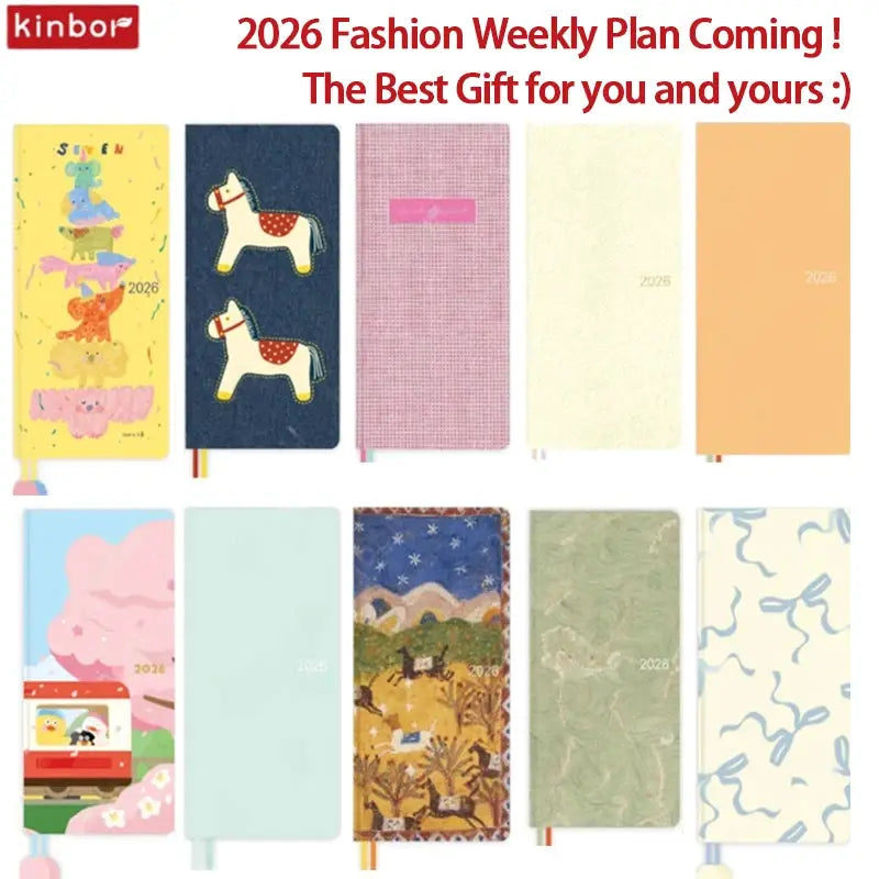 Kinbor weekly planner notebook set of 12 with assorted colorful covers, undated agenda journals