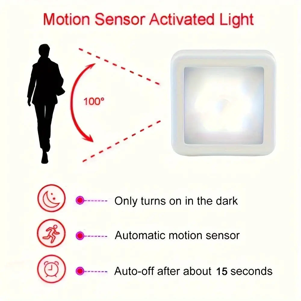 Motion sensor LED night light, white, wireless wall lamp with auto on/off for closet/cabinet/stairs