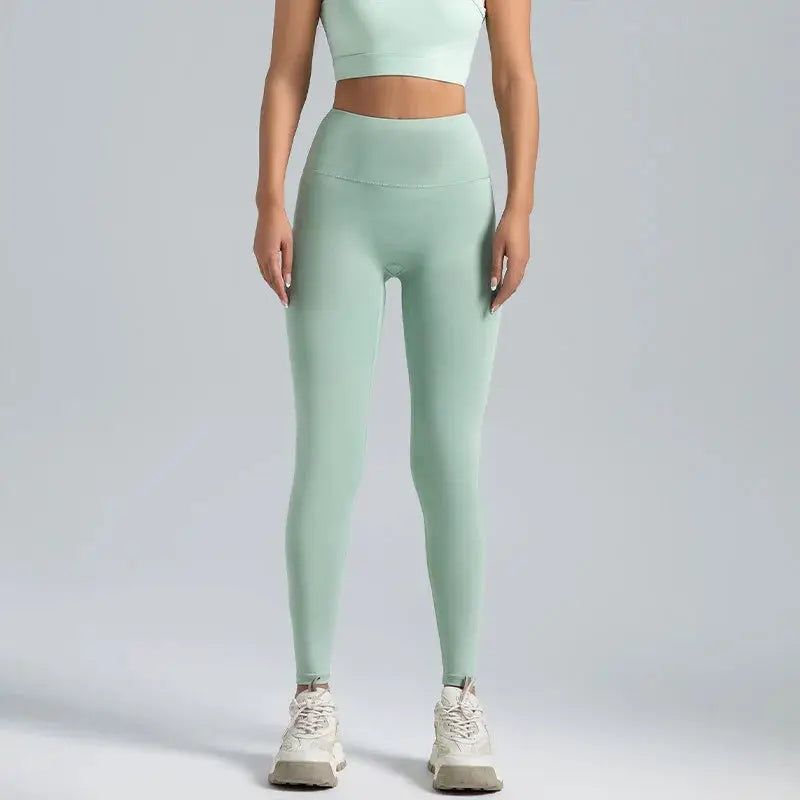 Simples Market mint green high-waisted yoga leggings with abdominal compression