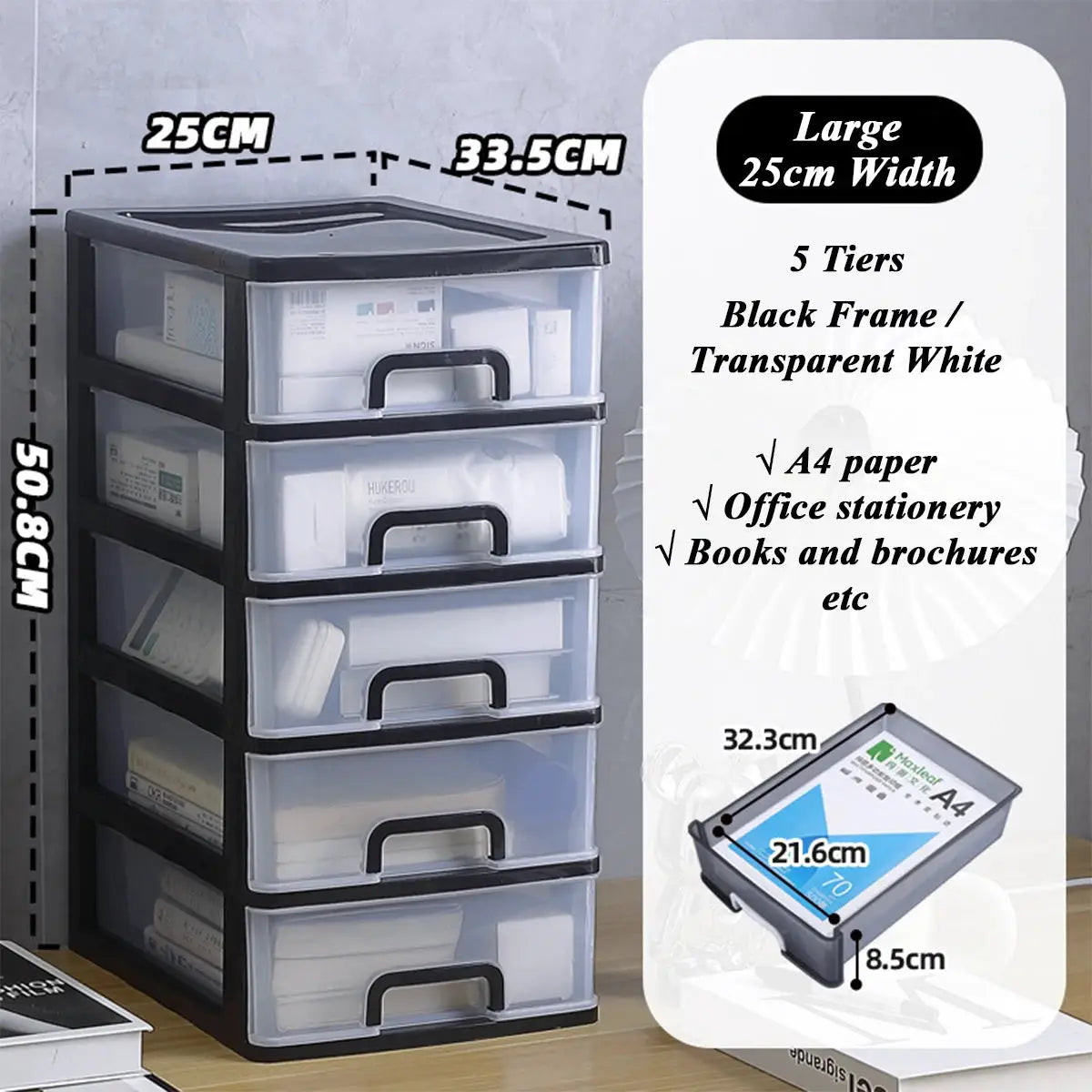 Clear Desktop Storage Box With Drawer Heightened Table Organizer Plastic Office Cabinet For Stationery Cosmetics