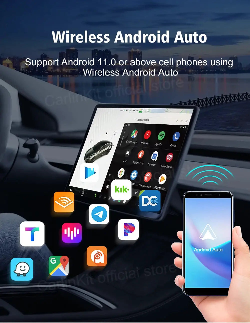 T2C CarlinKit wireless CarPlay Android Auto adapter for Tesla Model 3/Y by Simples Market