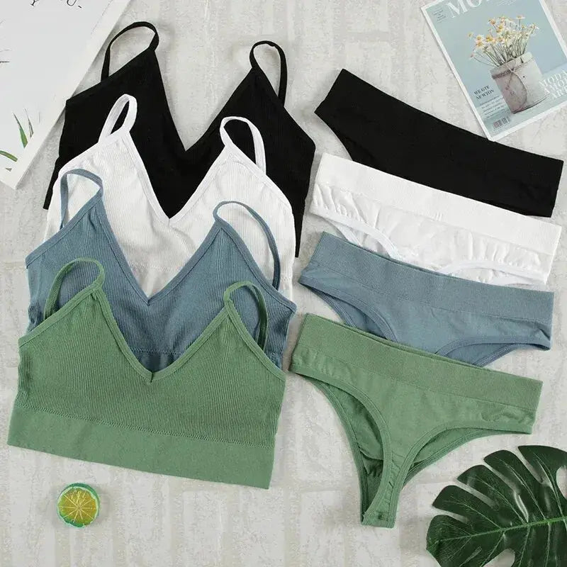 Velvet Lace Seamless Padded Bralette And G String Set For Women Wireless Comfort Everyday Wear