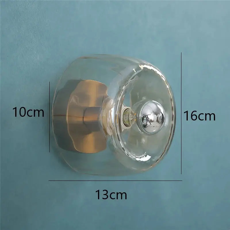 LED Bauhaus Glass Wall Lamp wall sconce with clear glass globe and brass mount