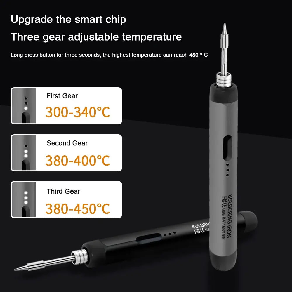 USB Soldering Iron Mini Portable Soldering Tool With Type C Charging 800mAh Battery Adjustable Temperature For DIY Use