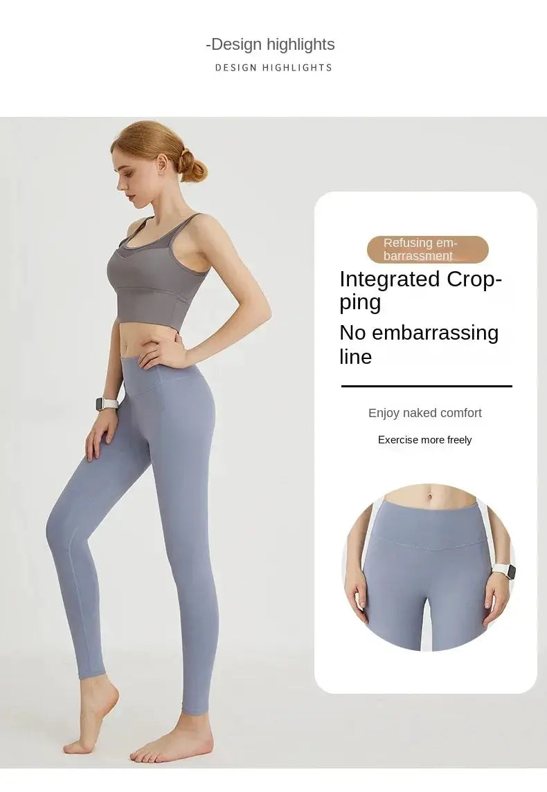 UPF50+ women yoga leggings by Simples Market in gray, high-waist hip-lifting gym pants.
