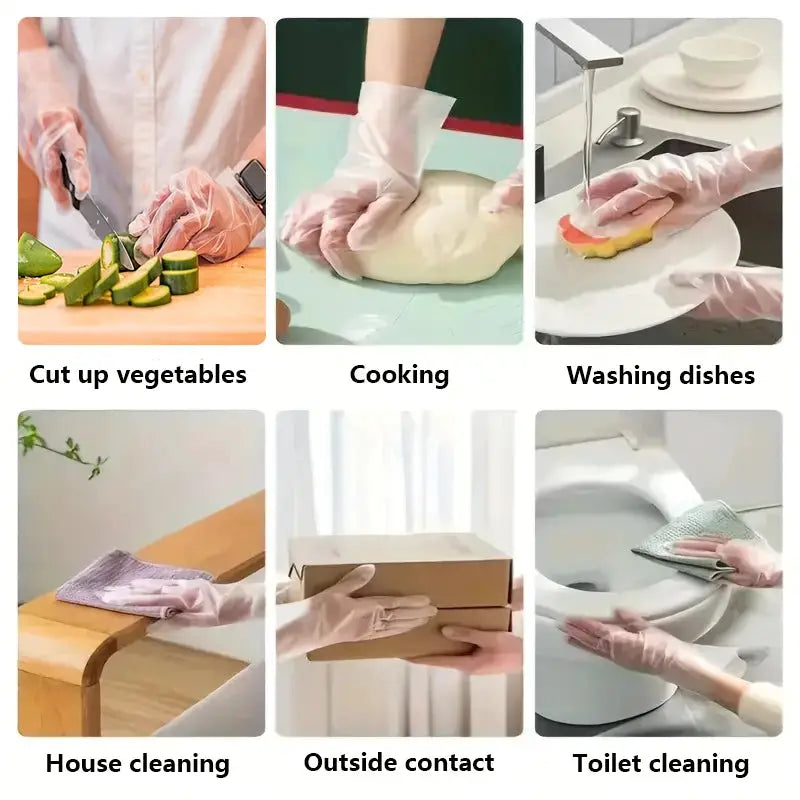 Simples Market disposable TPE gloves, 100 pcs, for kitchen and cleaning tasks (6 panels)