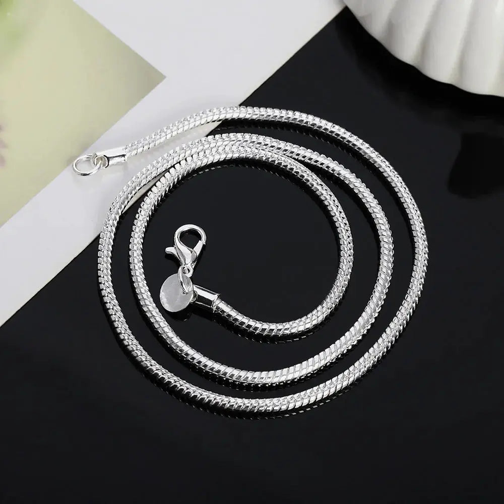 925 Sterling Silver Snake Chain Necklace Solid 1mm 2mm 3mm Unisex For Men Women Pendant Free Shipping 40 To 75 cm
