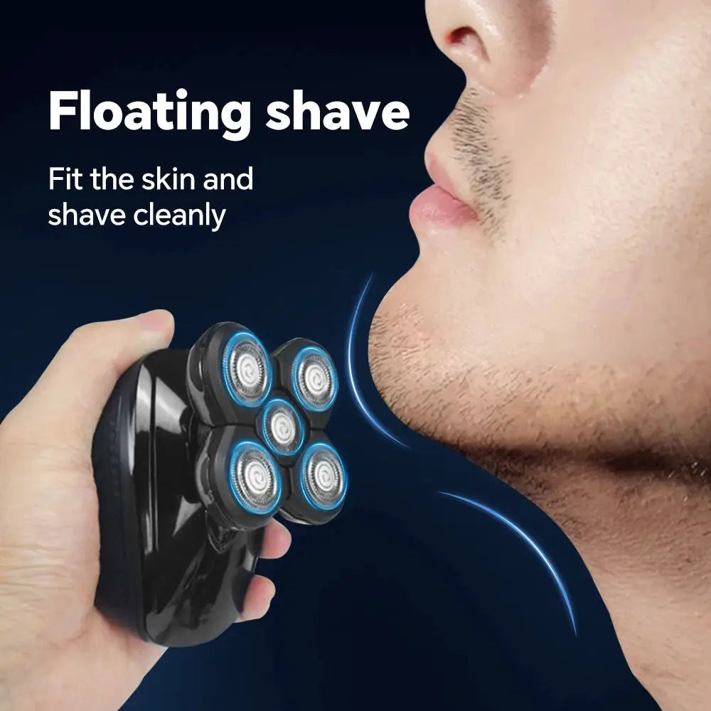 Men's electric shaver with 5 floating heads, cordless rechargeable shaver, used for shaving heads - Simples Market