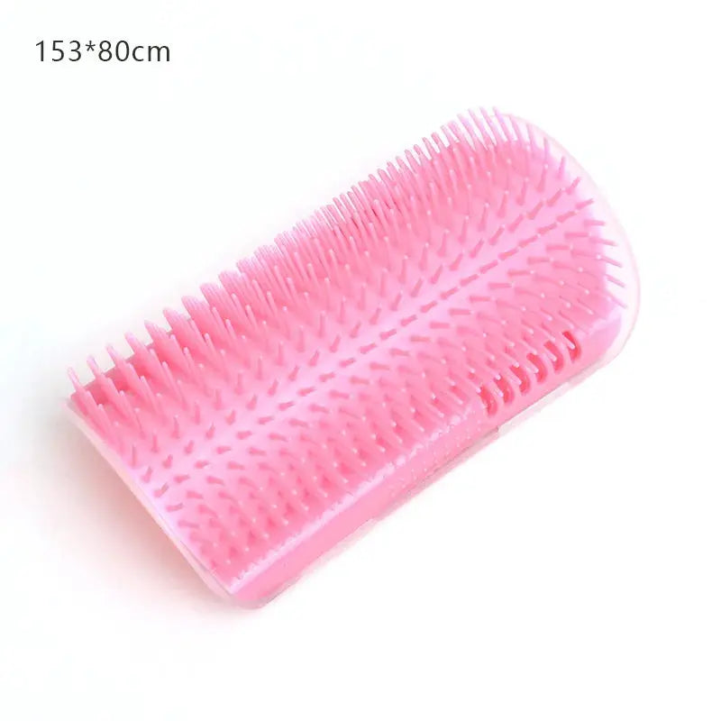 Cat silicone massage brush, pink self-cleaning grooming tool by Simples Market for pet hair removal