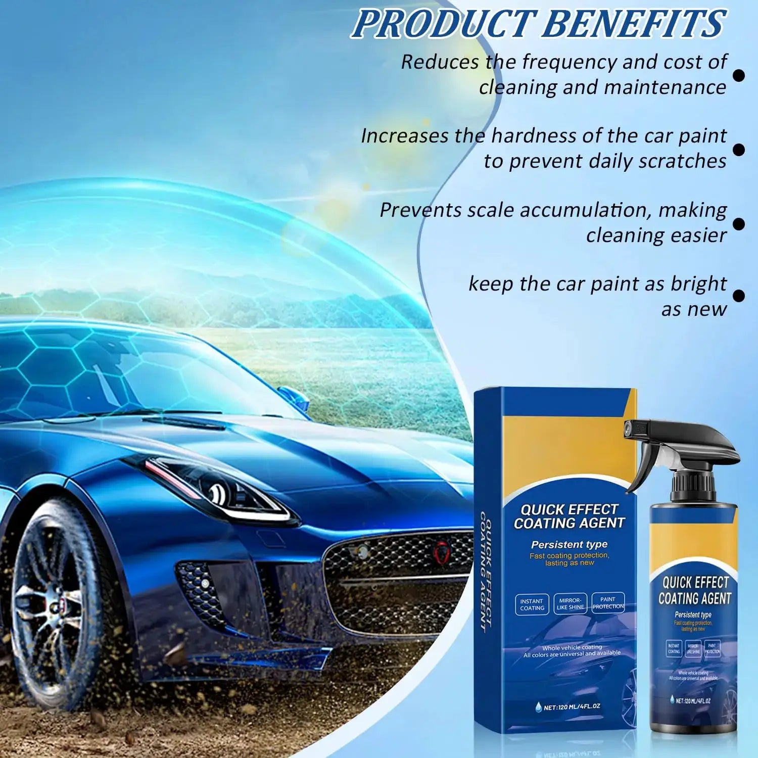 Simples Market car coating spray kit, 2-piece blue and yellow Quick Effect Coating Agent set box and spray.