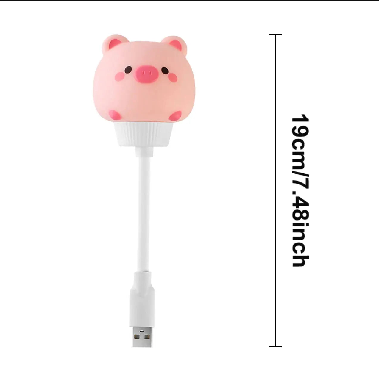 USB night light pink pig-shaped LED with white plug for baby bedside