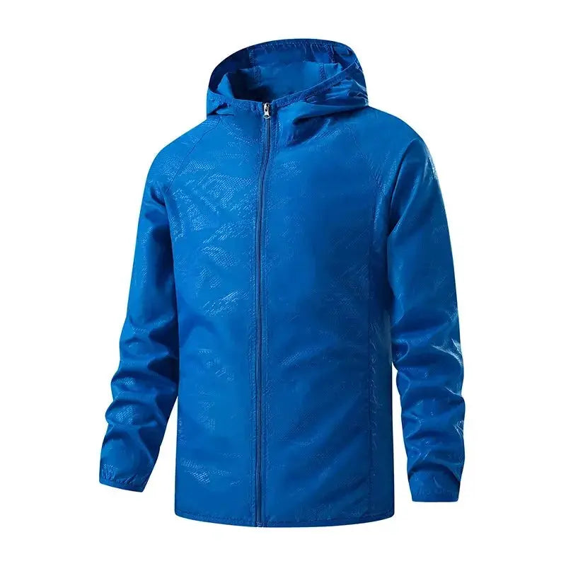 LNGXO waterproof hiking jacket with hood, blue unisex windbreaker for outdoor rain protection