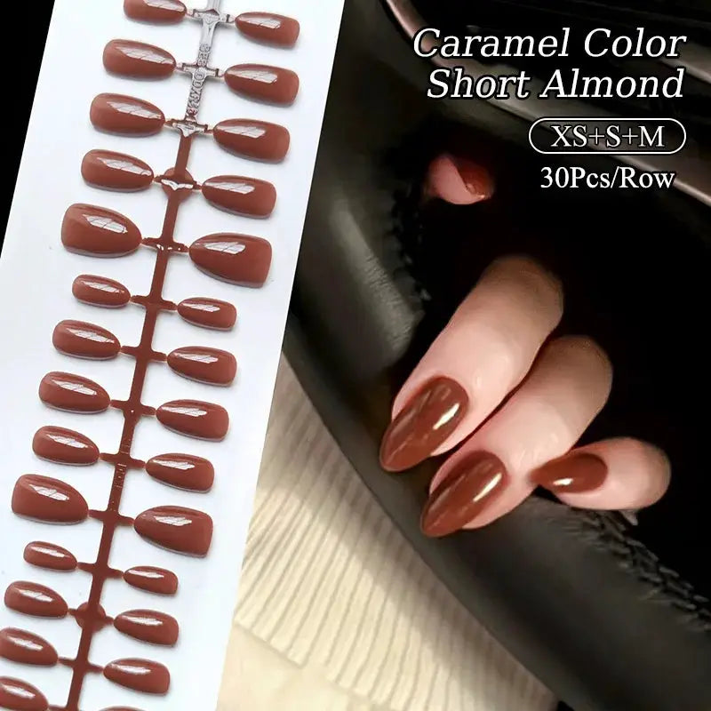 GlamNail Matte Nude Press On Nails Full Cover Easy Quick Extension 30 Piece Set For At Home Manicure