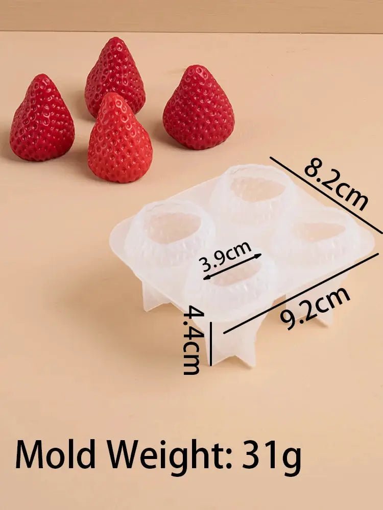 3D Strawberry Aromatherapy Candle Silicone Mold DIY Handmade Romantic Scented For Valentines Day Party Home Decor Gift - Simples Market