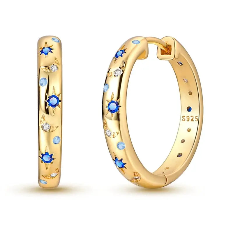 925 Sterling Silver Hoop Earrings Hypoallergenic Zirconia Hoops For Women Girls High Quality Fashion Jewelry