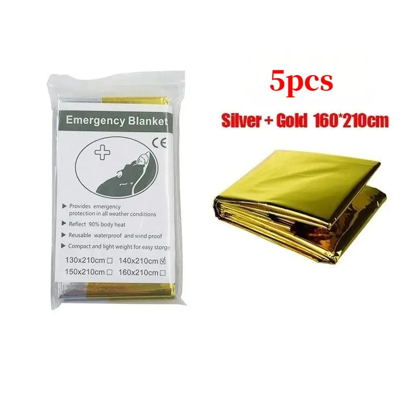 Emergency Thermal Poncho Blanket Lightweight Folding Weatherproof First Aid Camping Mat Cover Sunshade Water Resistant