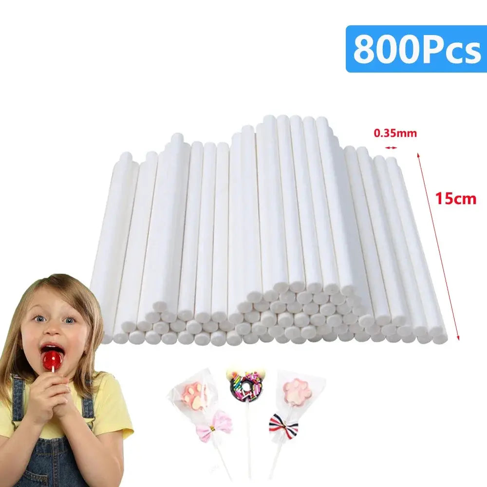 White Paper Lollipop Sticks Solid Core 20 To 1500 Pcs For Cake Pops Party Desserts Candy Making